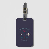 Stijlvolle Golfer Travel Logo Monogram Indigo-Blau Bagagelabel (Voorkant (verticaal))
