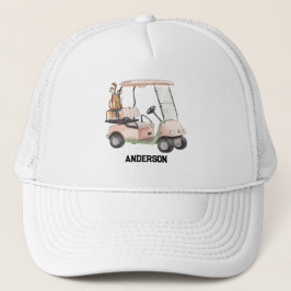 Stijlvolle golfkar & clubs monogram truckerhoed trucker pet