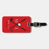 Stijlvolle Golfplayer's Monogrammed rood bagagelab Bagagelabel (Voorkant horizontaal)