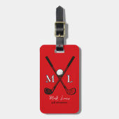 Stijlvolle Golfplayer's Monogrammed rood bagagelab Bagagelabel (Voorkant verticaal)