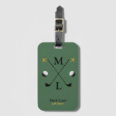 Stijlvolle golfspeler monogram bagagelabel (Voorkant (verticaal))