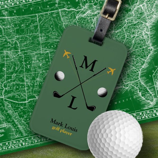Stijlvolle golfspeler monogram bagagelabel