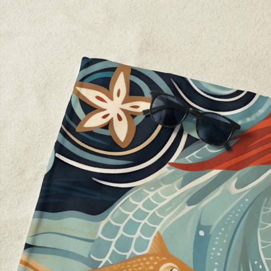 Stijlvolle  golven en zeesterren strandlaken (In situ)