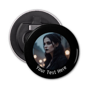 Stijlvolle gotische zwarte emo gepersonaliseerde f button flesopener