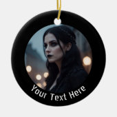 Stijlvolle gotische zwarte emo gepersonaliseerde f keramisch ornament (Voorkant)