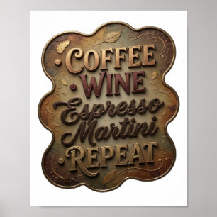 Stijlvolle Goud COFFIE WIJN ESPRESSO MARTINI HERHA Poster