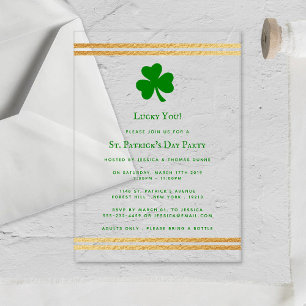 Stijlvolle goud folie St. Patrick's Day Acryl Uitnodigingen