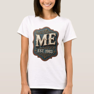 Stijlvolle Goud ME EST 1983 Tekst Ontwerp T-shirt