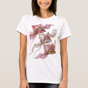 Stijlvolle Goud ROZE EN GOUDEN VLIEGER Print T-shirt