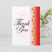 Stijlvolle goudbloem in rode kalligrafie bedankt (Staand voorkant)