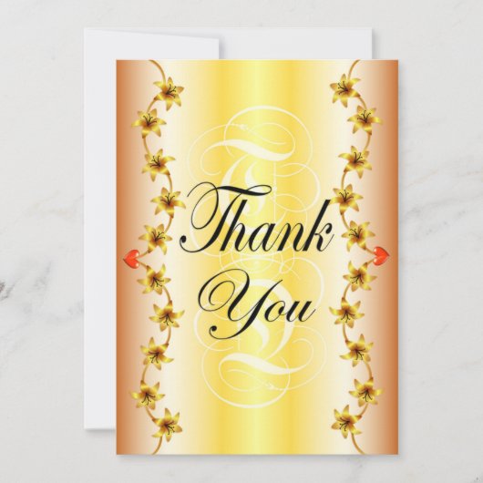 Stijlvolle goudbloemkalligrafie bedankt (Voorkant)