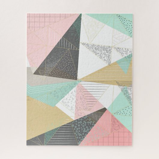 Stijlvolle gouddriehoeken geometrisch ontwerp legpuzzel (Verticaal)