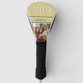 Stijlvolle Gouden Aangepaste MOM Naam Foto Golfheadcover (Voorkant)