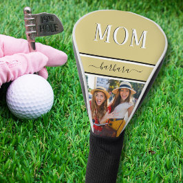 Stijlvolle Gouden Aangepaste MOM Naam Foto Golfheadcover