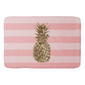 Stijlvolle  gouden anananas en roze streep badmat (Voorkant)