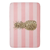 Stijlvolle  gouden anananas en roze streep badmat (Voorkant Verticaal)