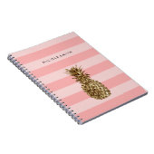 Stijlvolle  gouden anananas en roze streep notitieboek (Rechterzijde)