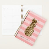 Stijlvolle  gouden anananas en roze streep planner (Display)