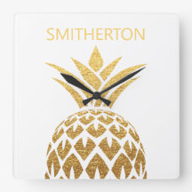 Stijlvolle gouden ananas witte familienaam