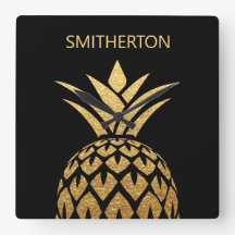 Stijlvolle gouden ananas zwarte familienaam