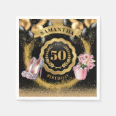 Stijlvolle gouden ballonnen servetten met Rozen go (Voorkant)