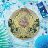 Stijlvolle Gouden Barok Rococo Roze Rozen Bruiloft Papieren Bordje (Feest)