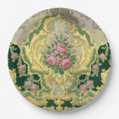 Stijlvolle Gouden Barok Rococo Roze Rozen Bruiloft Papieren Bordje (Voorkant)