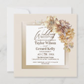 Stijlvolle gouden bloemenbruiloft receptie kaart (Voorkant)