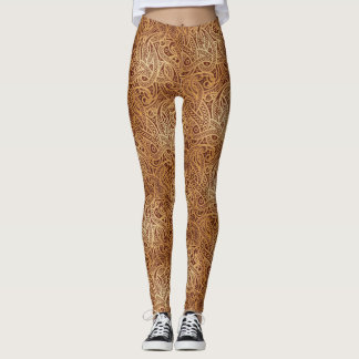 Stijlvolle gouden bruine Paisley-Leggings Leggings