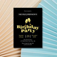 Stijlvolle gouden champagne zwarte verjaardagsfees