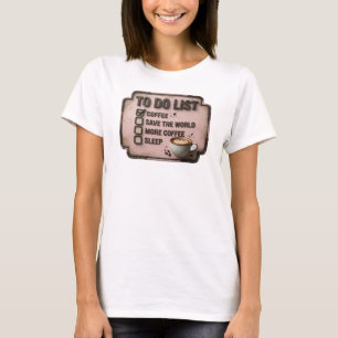 Stijlvolle Gouden COFFIE EERST RED DE WERELD T-shi T-shirt