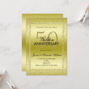 Stijlvolle gouden confetti 50ste gouden bruiloft kaart