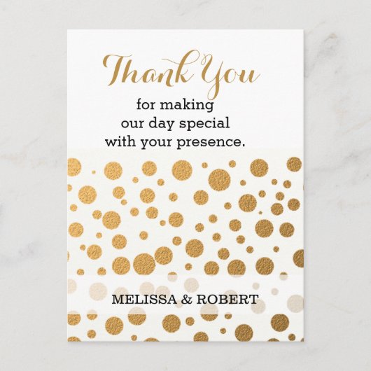 Stijlvolle gouden Confetti bruiloft Dank u Briefkaart (Voorkant)