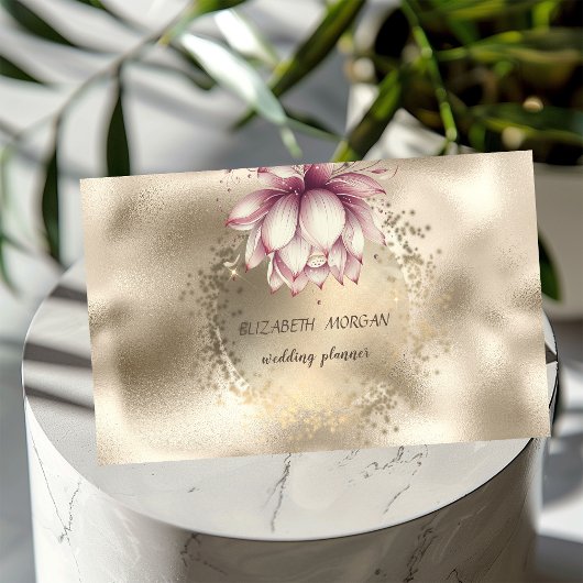 Stijlvolle Gouden Confetti Glitter Lotus Metallic Visitekaartje