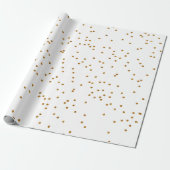 Stijlvolle gouden Confetti poladots op wit Cadeaupapier (Uitgerold)