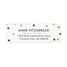 Stijlvolle gouden Confetti retour adreslabels