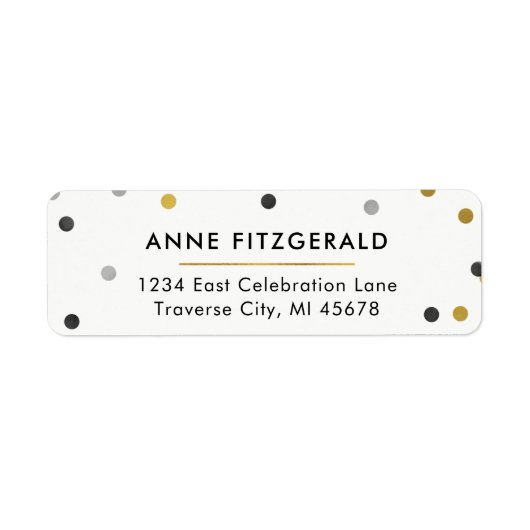 Stijlvolle gouden Confetti retour adreslabels Etiket (Voorkant)