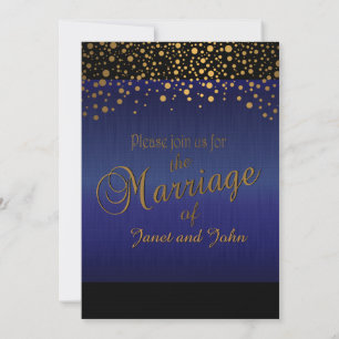 Stijlvolle gouden Confetti Stippen Sapphire Blue Kaart