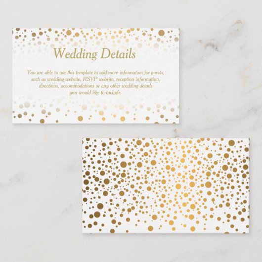 Stijlvolle gouden Confetti Stippen - Wedding Detai Informatiekaartje (Voorkant / Achterkant)