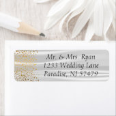 Stijlvolle gouden Confetti Stippen witte satijnen  Etiket (Insitu)