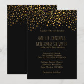 Stijlvolle gouden Confetti Stippen | zwarte uitnod Kaart (Voorkant / Achterkant)