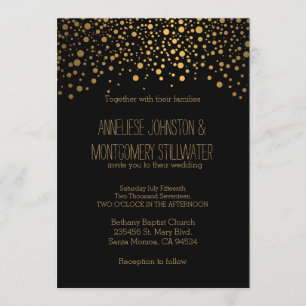 Stijlvolle gouden Confetti Stippen zwarte uitnod Kaart