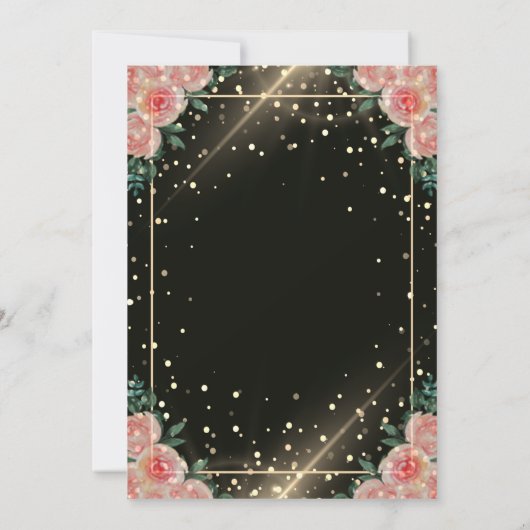 Stijlvolle gouden Confetti Wijnglas Kaart (Achterkant)