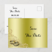 Stijlvolle gouden decoratieve & ringen trouw uitnodiging briefkaart (Voorkant / Achterkant)