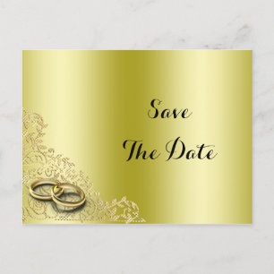 Stijlvolle gouden decoratieve & ringen trouwdag uitnodiging briefkaart