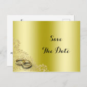 Stijlvolle gouden decoratieve & ringen trouwdag uitnodiging briefkaart (Voorkant / Achterkant)