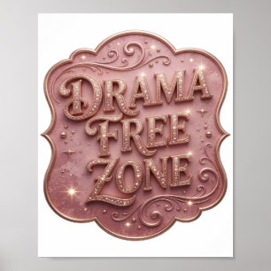 Stijlvolle Gouden DRAMA VRIJE ZONE Poster