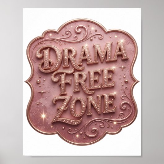 Stijlvolle Gouden DRAMA VRIJE ZONE Poster (Voorkant)