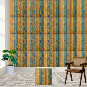 Stijlvolle gouden en blauw Egyptisch Motief Tegel Tegeltje