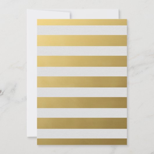 Stijlvolle gouden en witte strepen 25e verjaardags kaart (Achterkant)